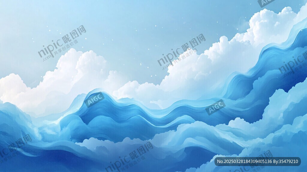 夢幻藍色云海天空背景圖