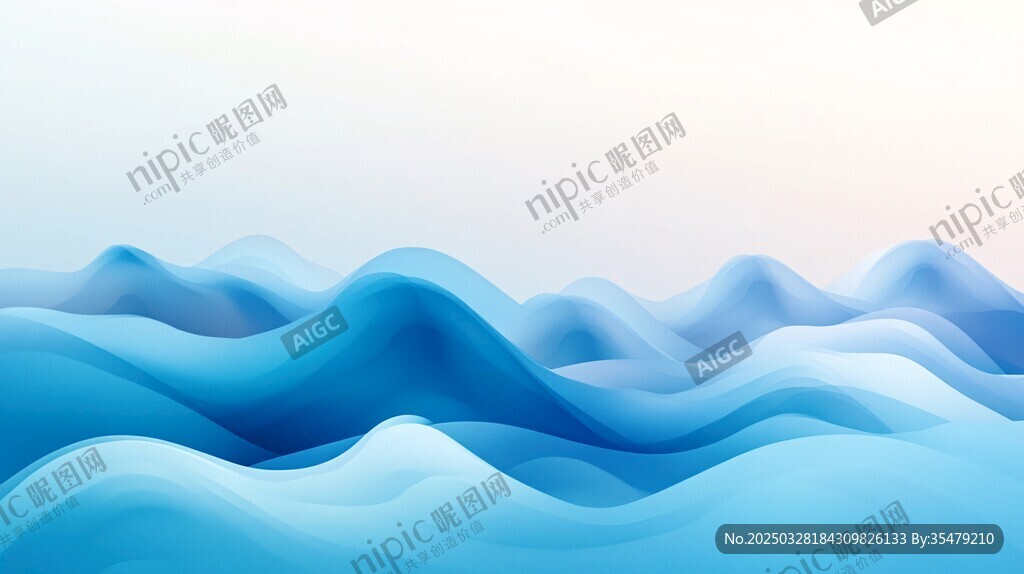 藍色波浪抽象藝術背景圖