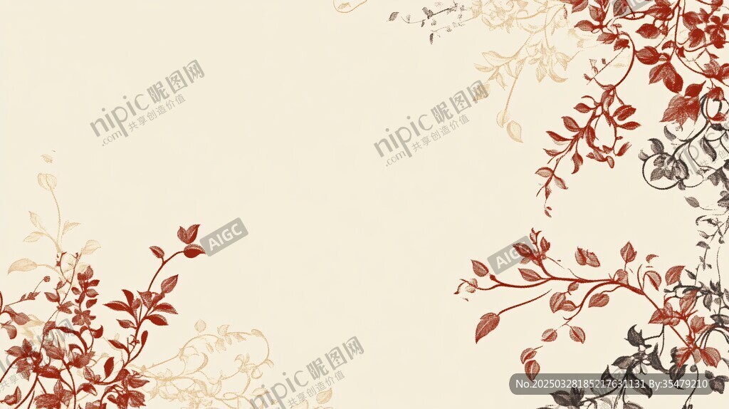 復古風花卉枝葉背景圖