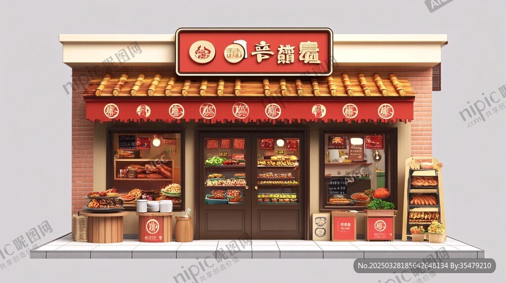 中式糕點店3D模型展示