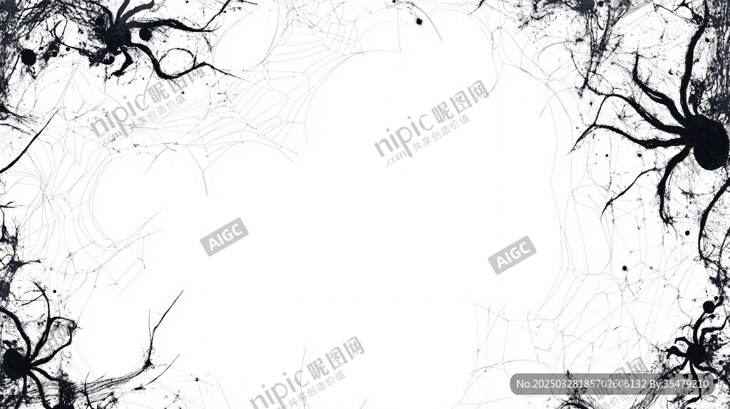 黑白蜘蛛蛛網(wǎng)邊框圖案
