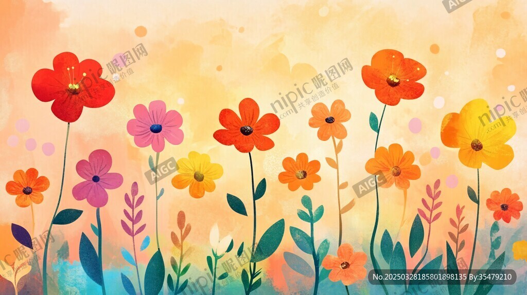 繽紛花卉插畫 活力滿滿