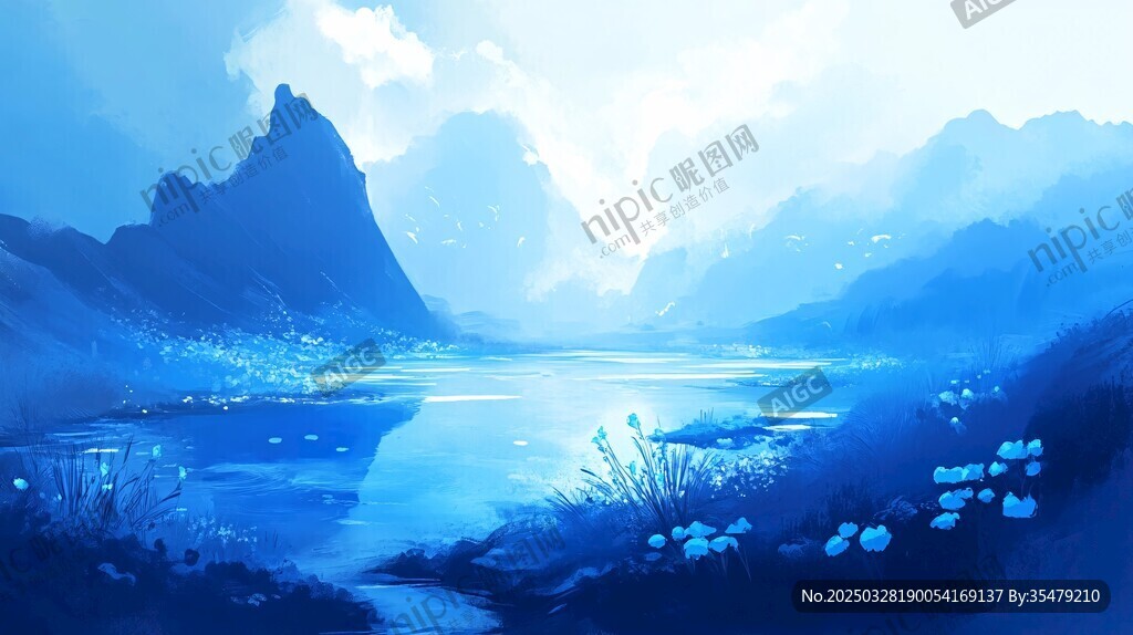 夢幻藍調(diào)山水間的靜謐美景