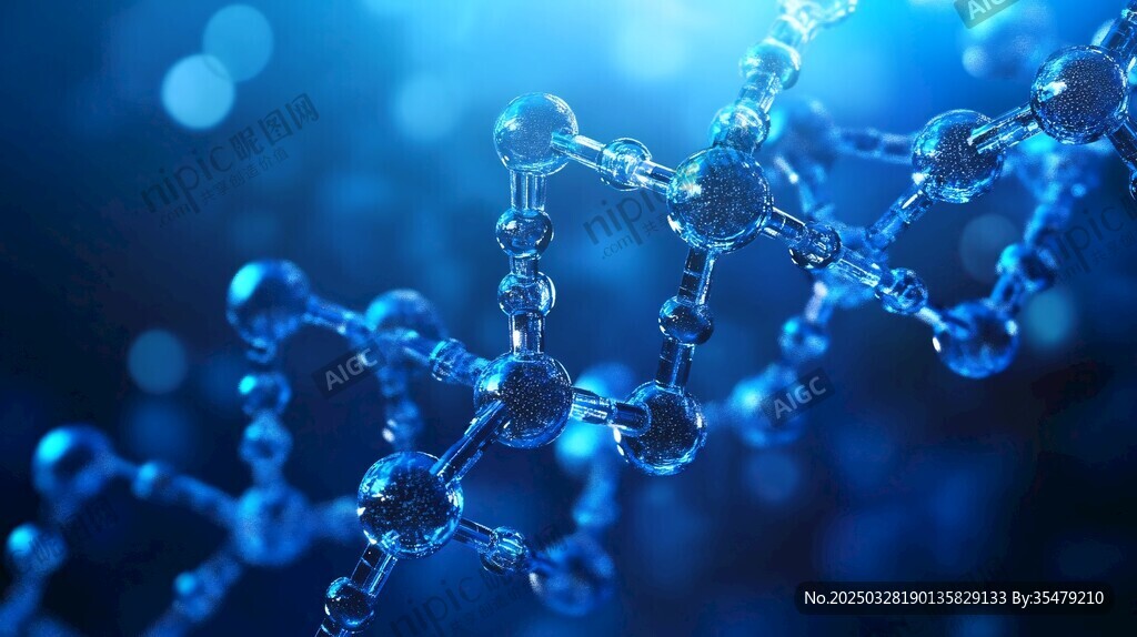 藍色夢幻分子結構微觀圖
