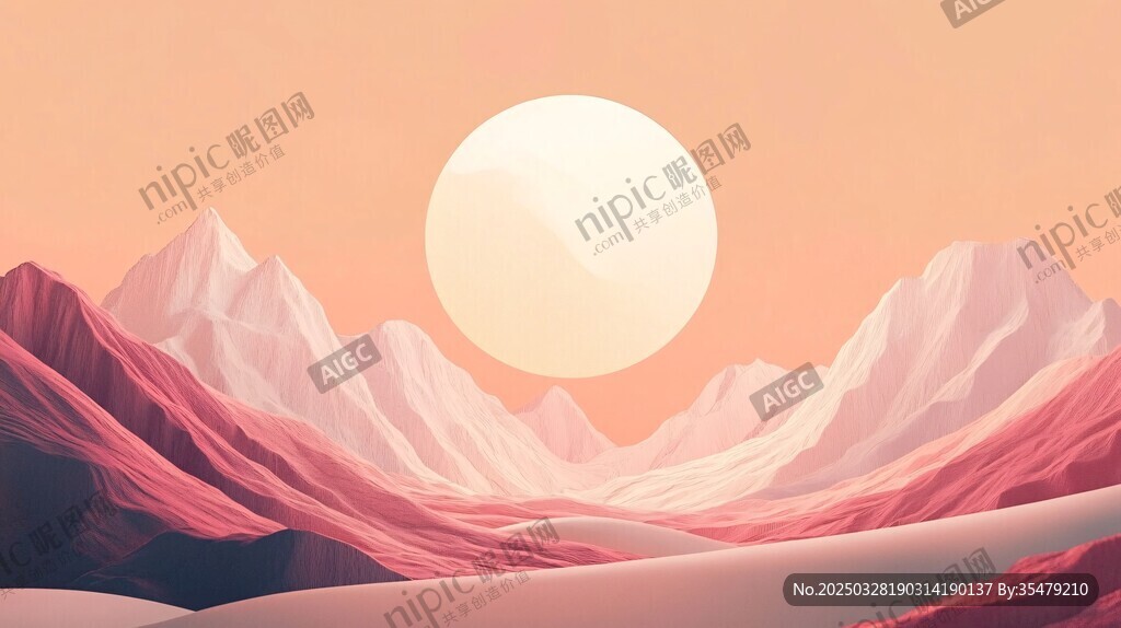 落日下的夢幻粉色山脈