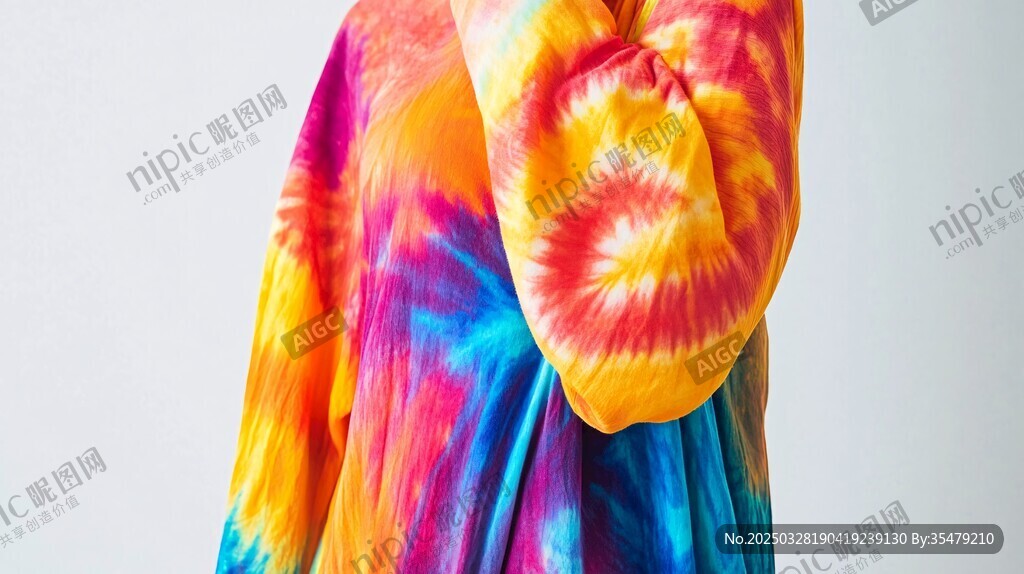 多彩扎染連帽服飾特寫