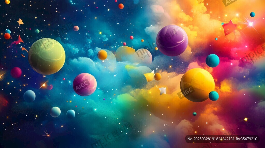 夢(mèng)幻多彩的宇宙星球圖景