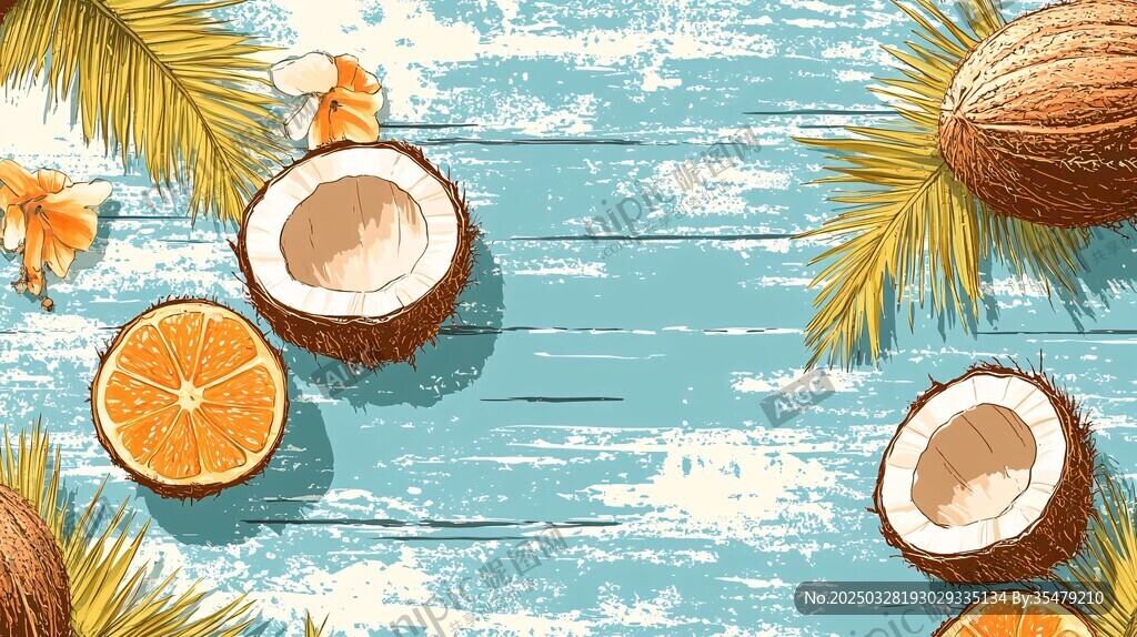 夏日清新椰子橙子熱帶風(fēng)