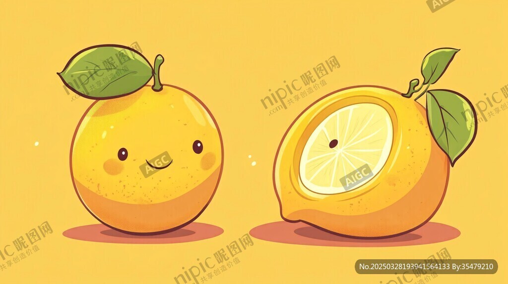 可愛檸檬卡通形象插畫