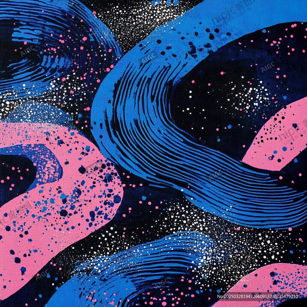 蓝粉交织抽象流体艺术图案 蓝粉交织抽象流体艺术图案