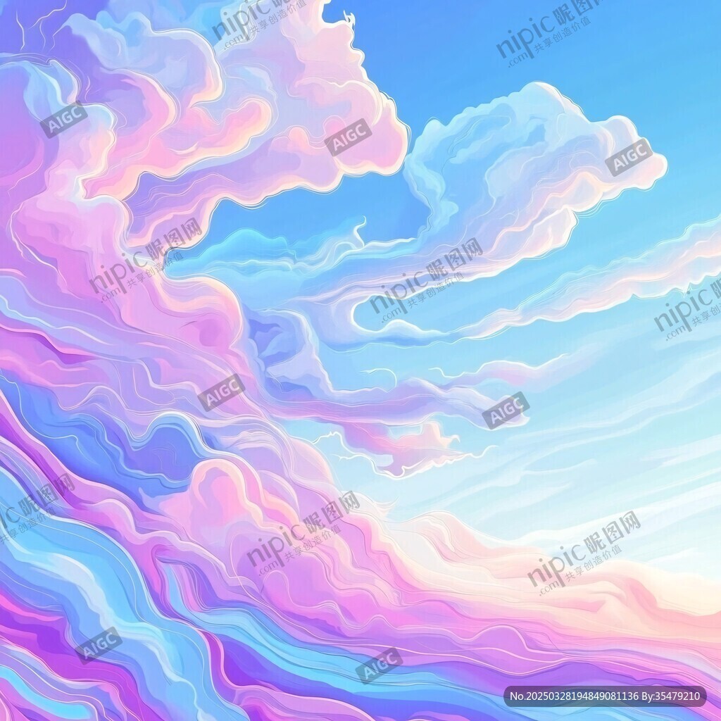 夢幻絢麗的彩色云朵天空