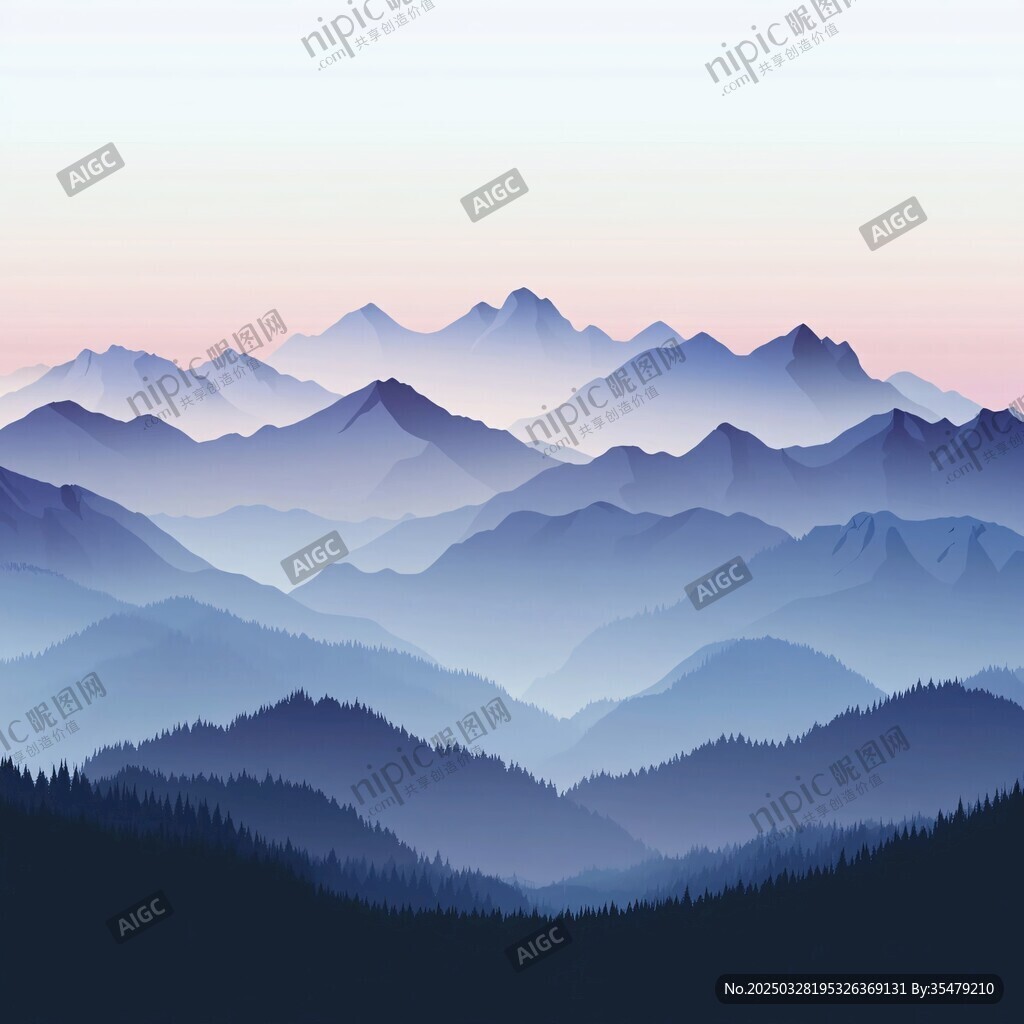 夢(mèng)幻群山晨曦圖