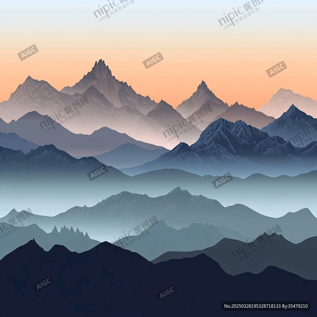 壯麗群山日落美景