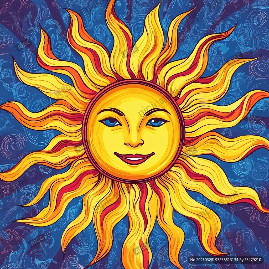 微笑太陽插畫 絢麗色彩風(fēng)格