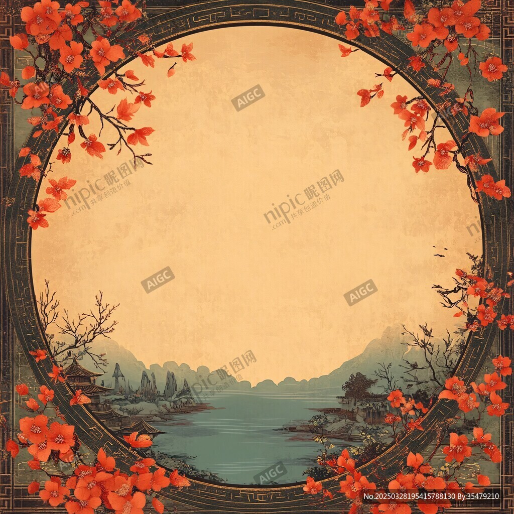 中式花鳥山水復(fù)古風(fēng)邊框