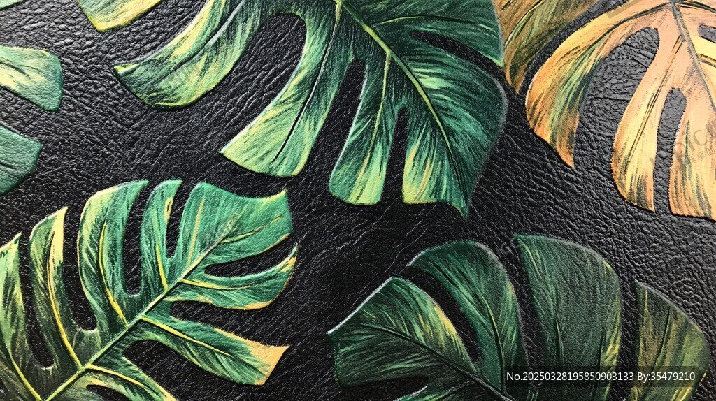 熱帶龜背葉皮革質感圖案