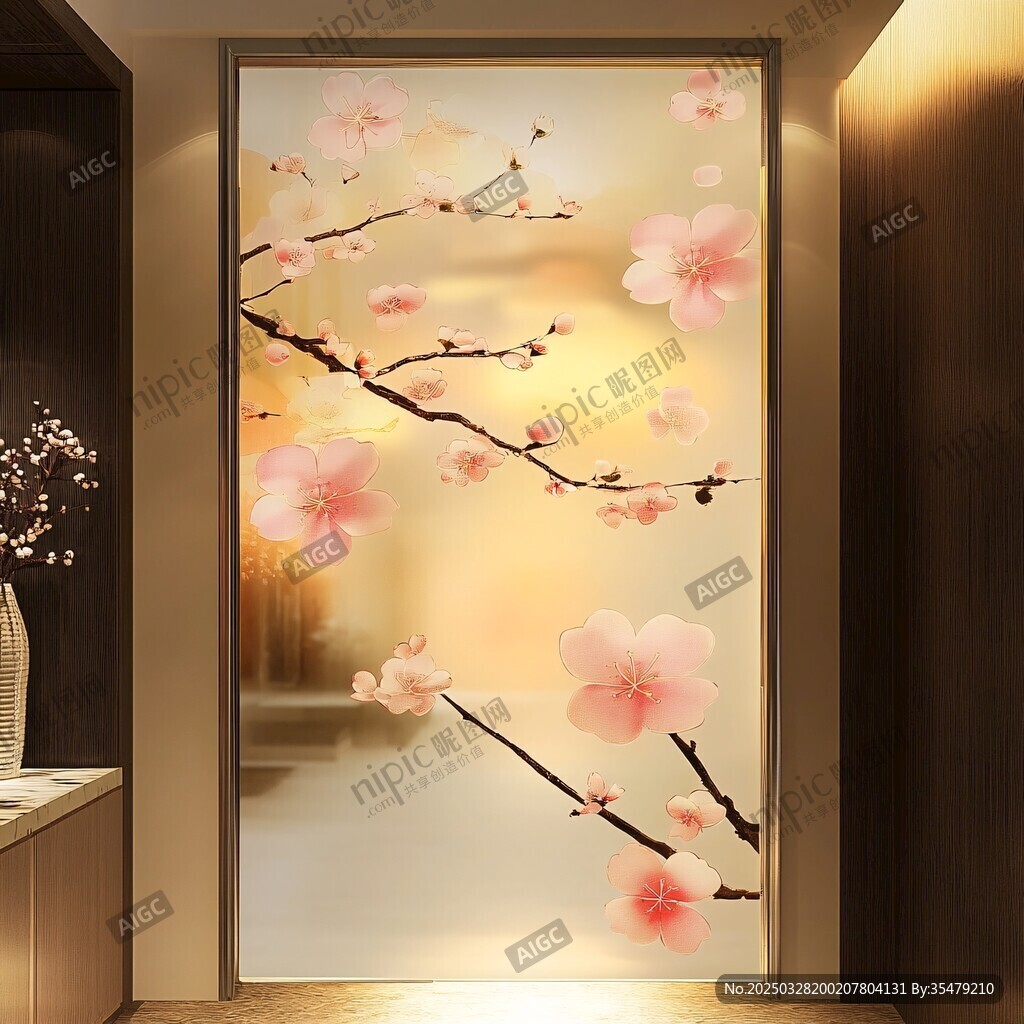 春日桃花玄關(guān)裝飾畫