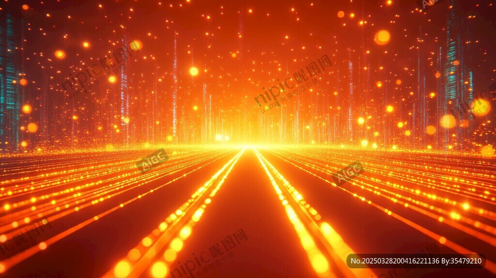未來科技感的炫彩光線道路