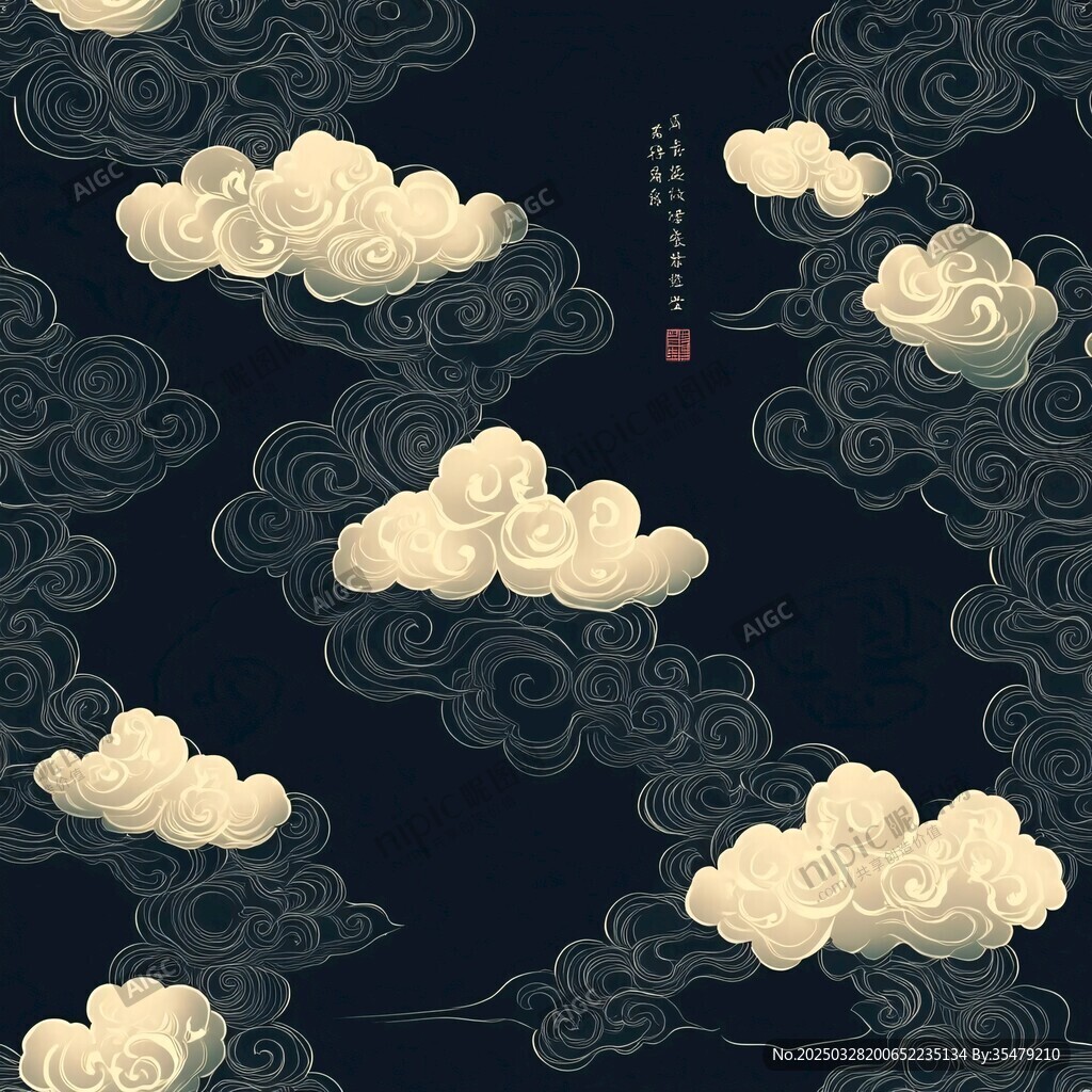 中式古典祥云圖案背景圖