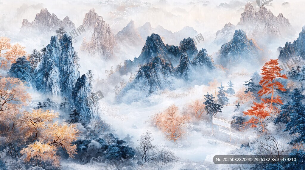秋韻山水間 云霧繞奇峰