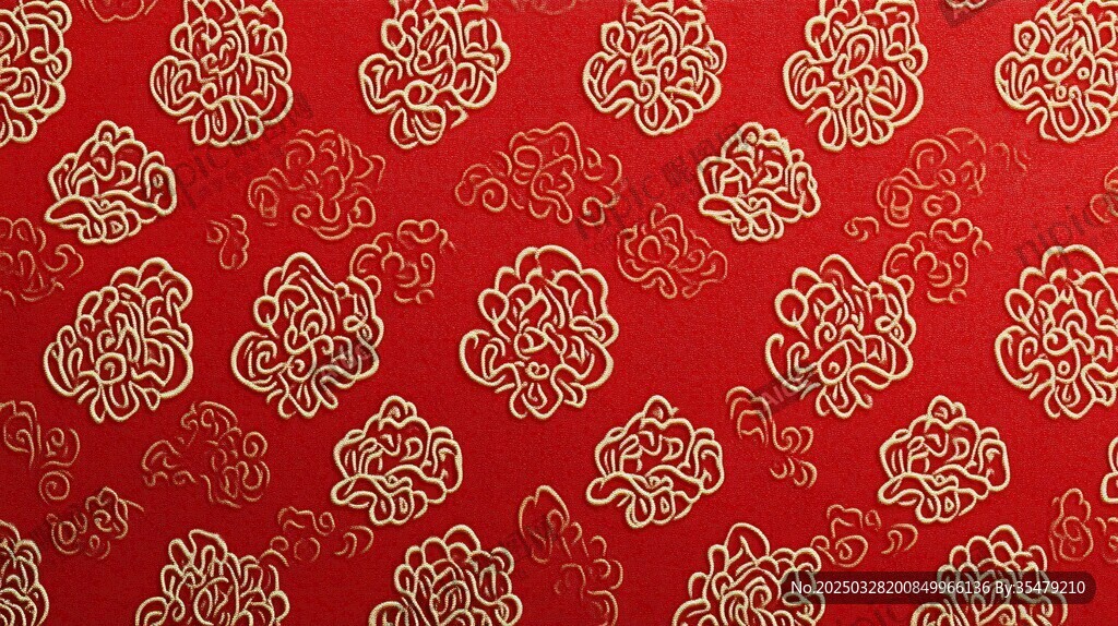 紅色祥云花紋喜慶圖案