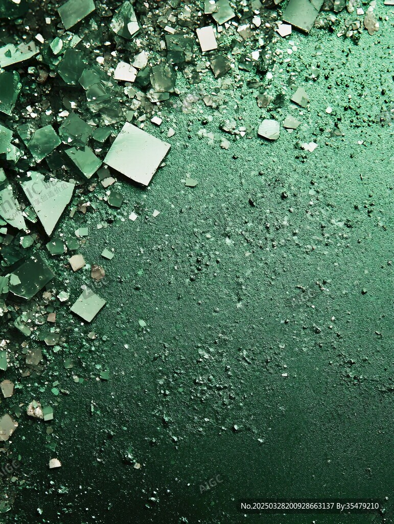 綠色碎瓷片的質(zhì)感畫面
