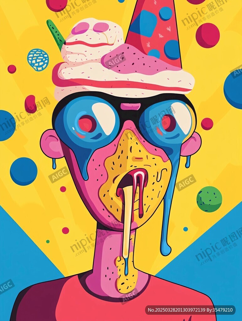 奇幻搞怪的冰淇淋臉形象