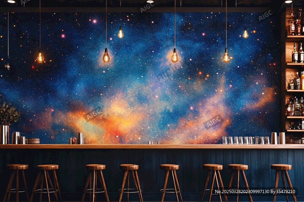 夢(mèng)幻星空主題酒吧吧臺(tái)