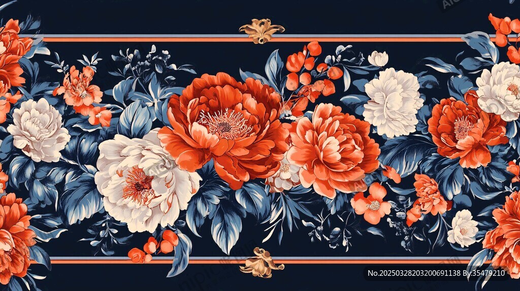 復古花卉圖案的精美織物