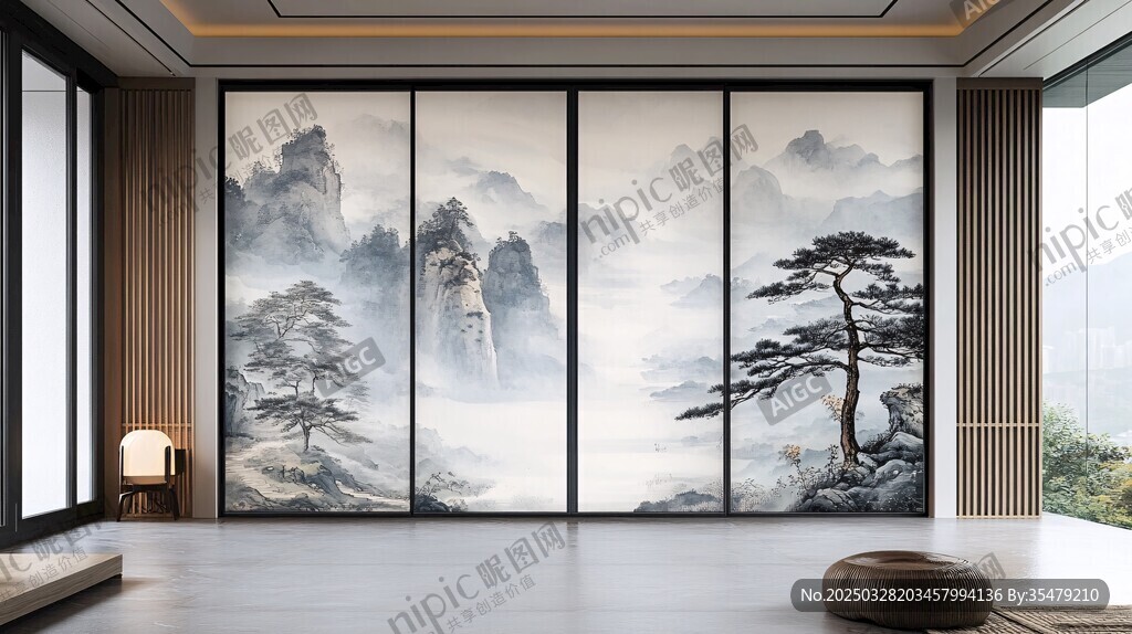 中式山水屏風裝點雅致空間