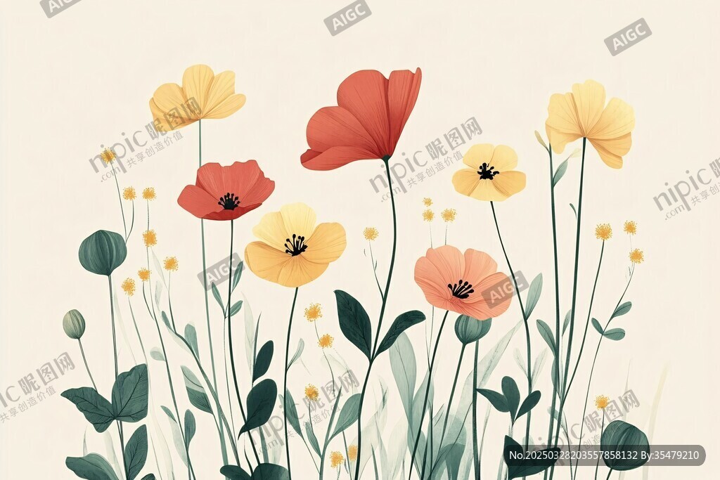 多彩花卉插畫 清新自然風(fēng)