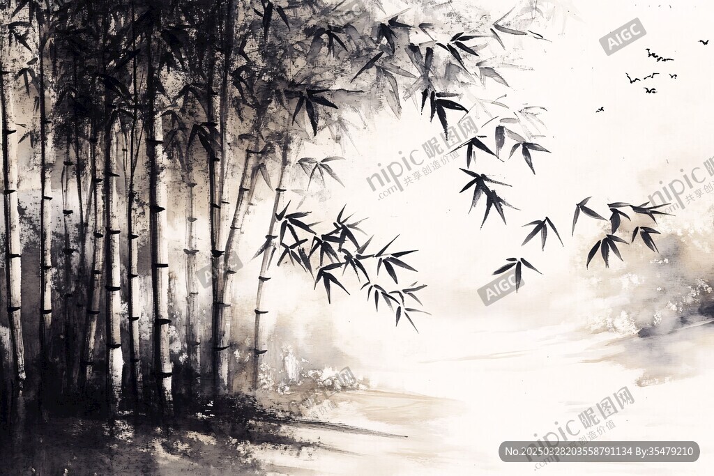 水墨竹林圖