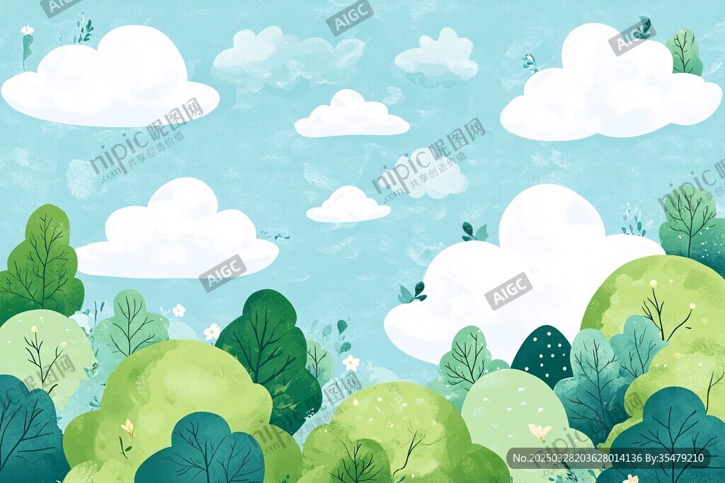 清新森林云端夏日風(fēng)景圖