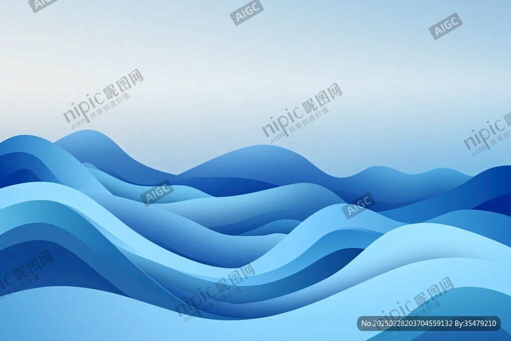 藍色漸變海浪抽象背景圖