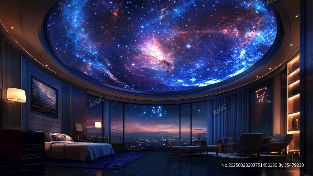 夢幻星空臥室天花板設計