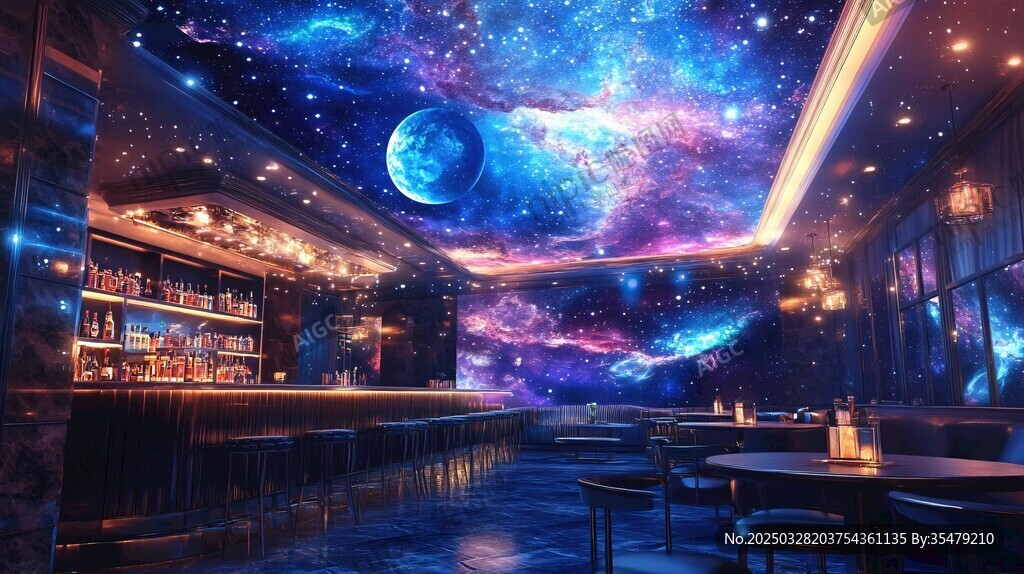 夢(mèng)幻星空主題酒吧空間