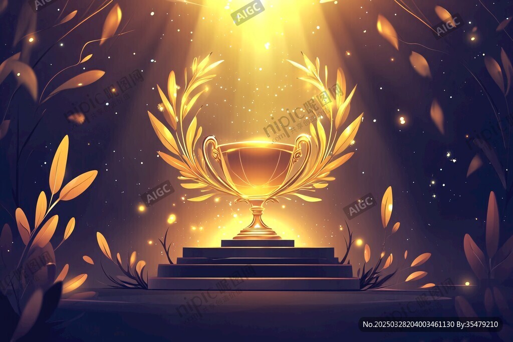 金色榮耀獎杯舞臺背景