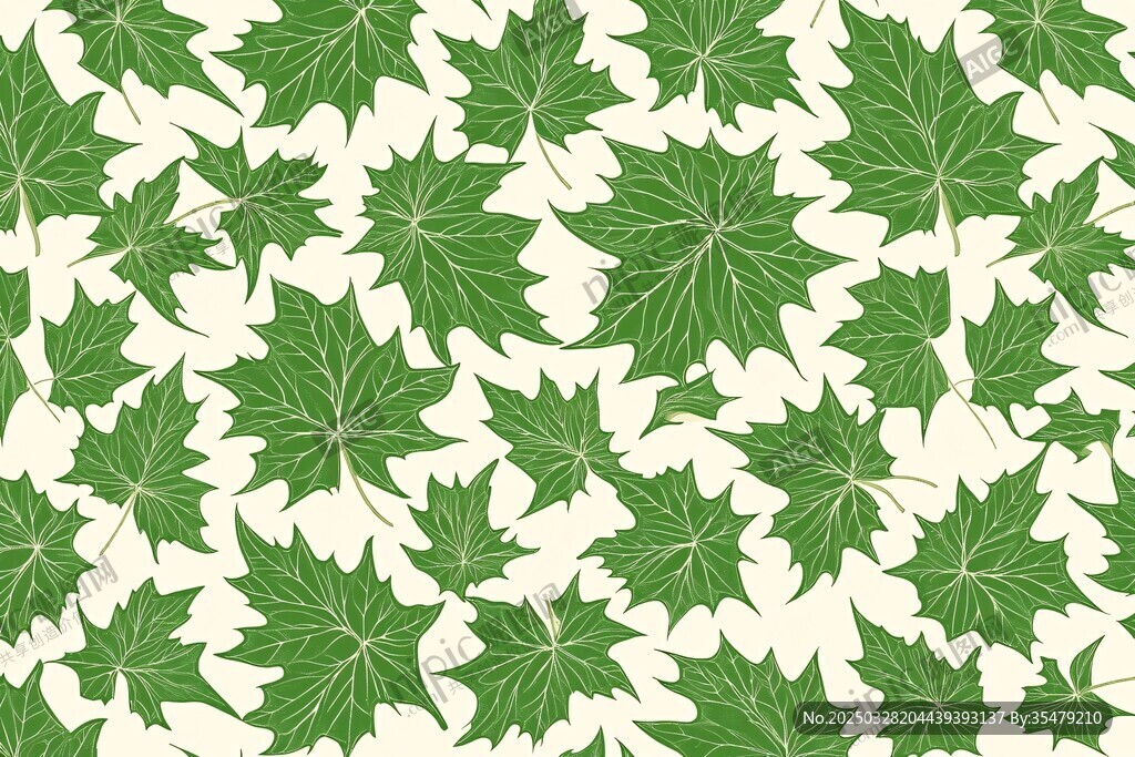 綠色楓葉無縫圖案背景
