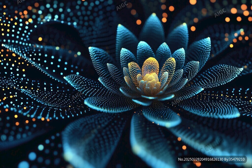 夢幻炫彩科技感蓮花綻放