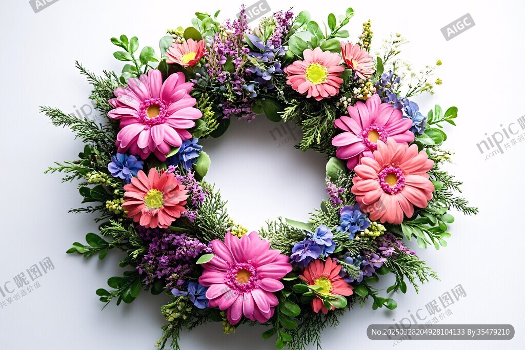 多彩花卉花環(huán)