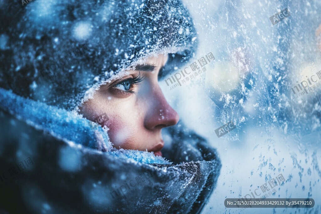 雪中裹衣的清冷女子