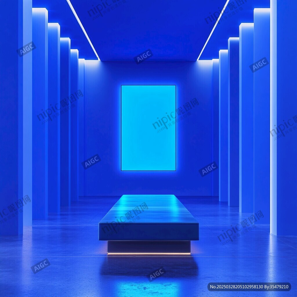 藍(lán)色科技感空曠展示空間