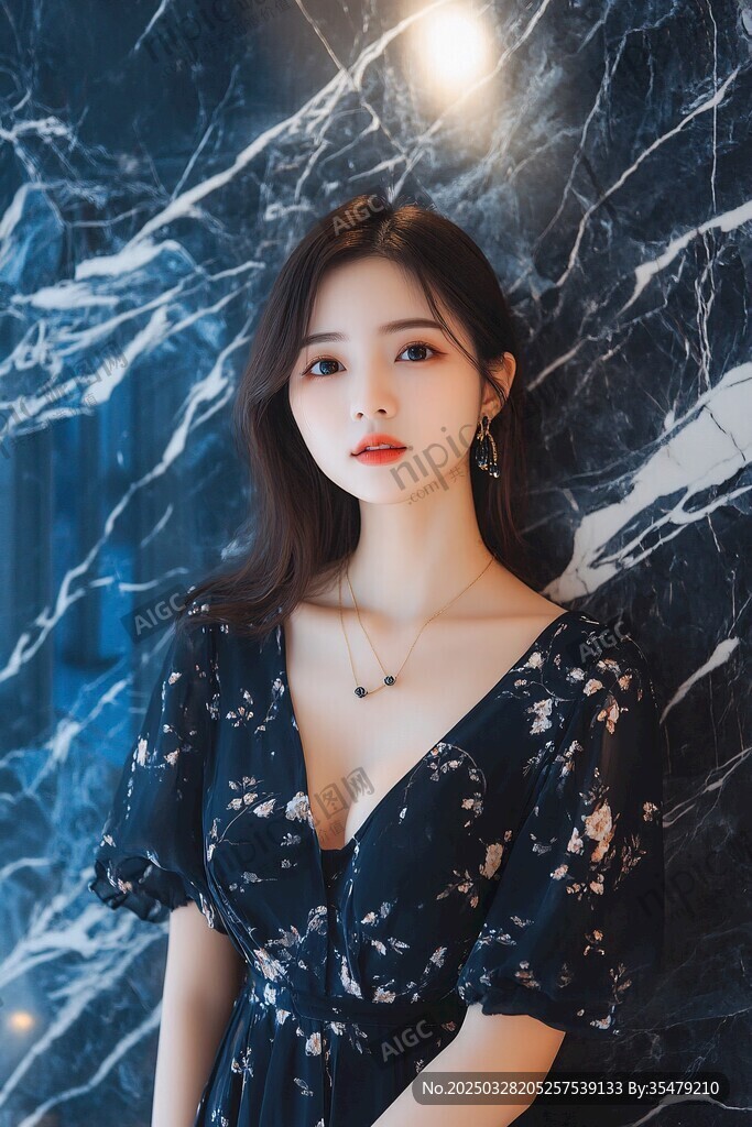 優(yōu)雅碎花裙女子的時(shí)尚寫真