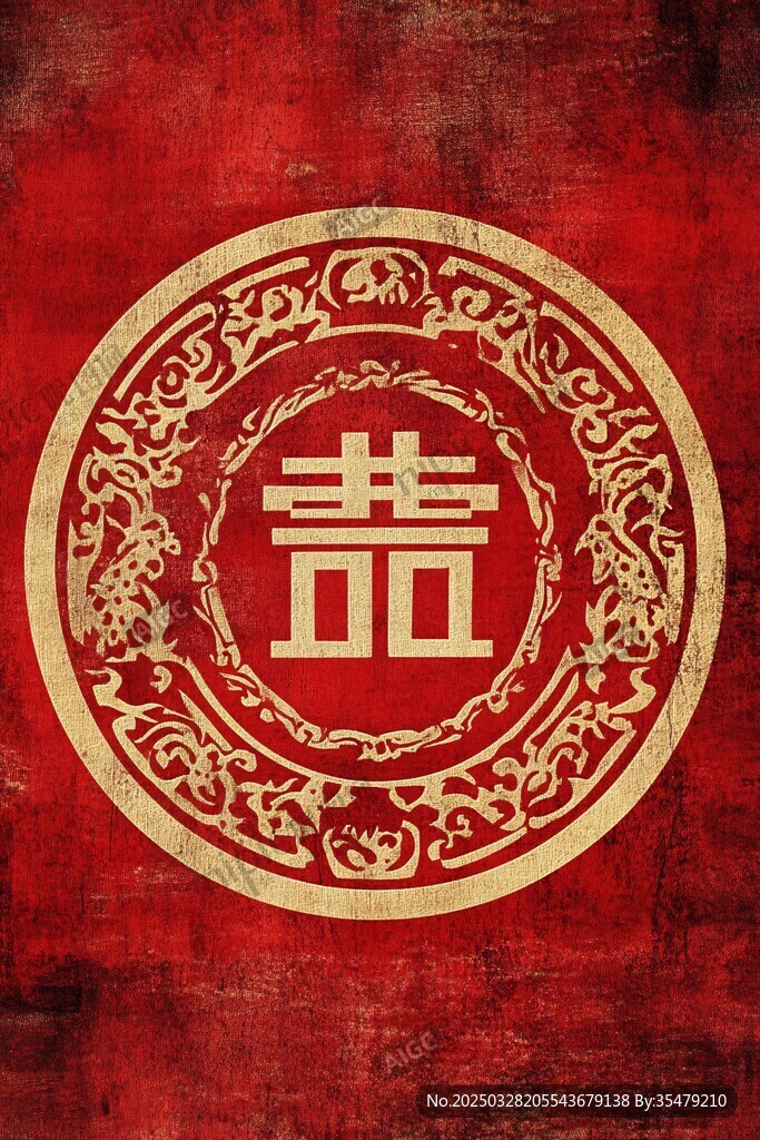 中式紅色壽字傳統(tǒng)紋飾