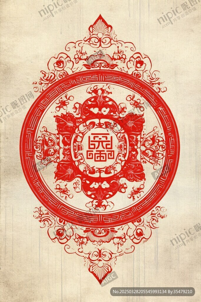 中式傳統紅色吉祥裝飾圖案