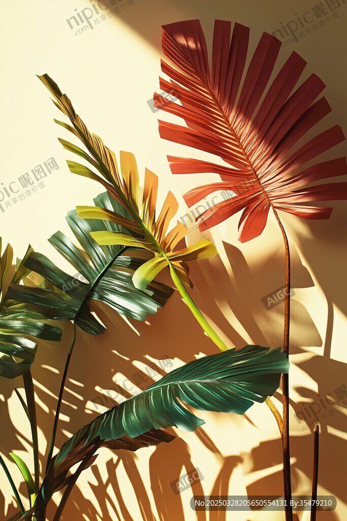 熱帶風(fēng)植物光影藝術(shù)畫面