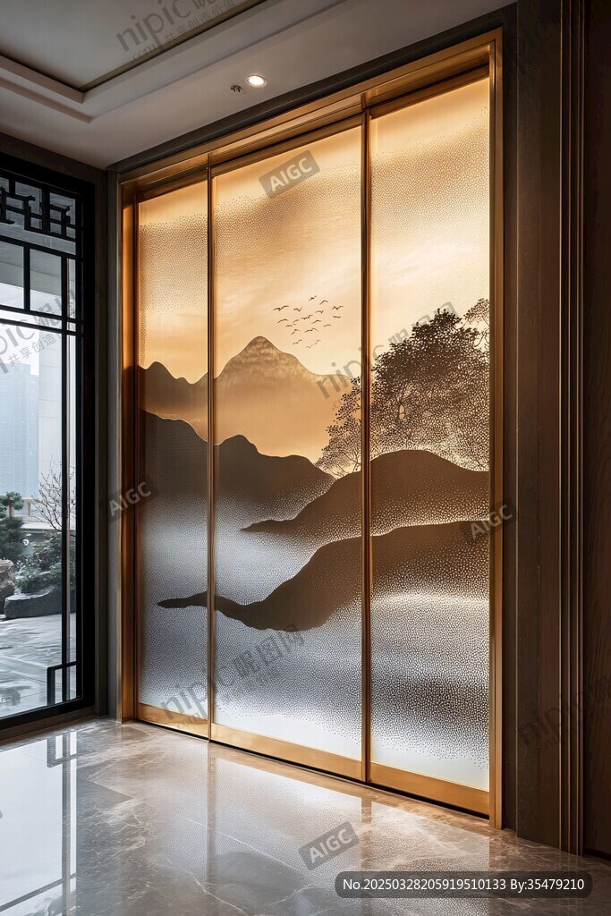 中式山水屏風(fēng) 雅致空間意境