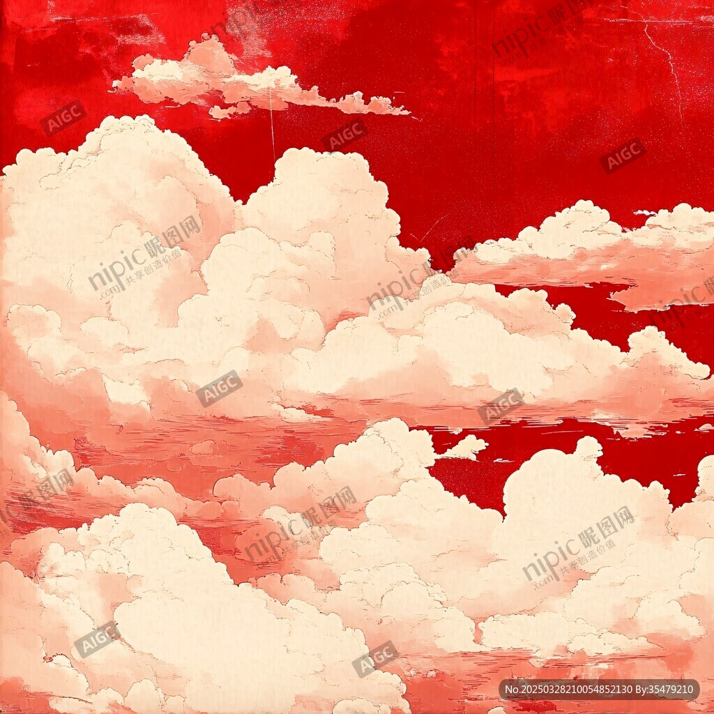 紅空白云夢(mèng)幻天空景象