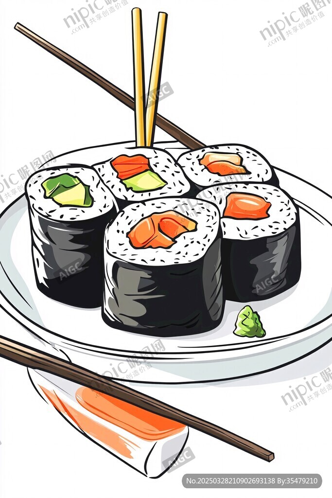 手繪美味壽司拼盤