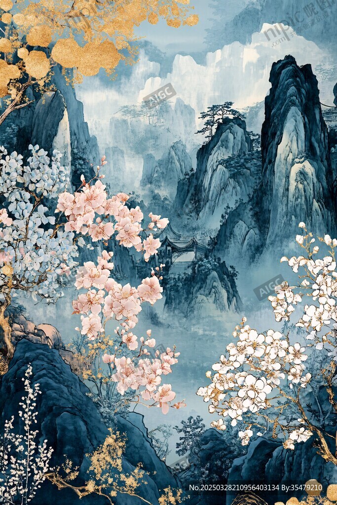 山水繁花圖